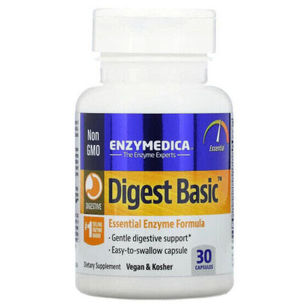 Пищеварительные ферменты Enzymedica, Digest Basic, формула основных ферментов, 30 капсул