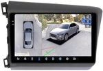 Магнитола для Honda Civic 9 седан 2012 левый руль - FarCar BX132M-360 монитор 9.5" 2K QLED на Android 13, 6Гб+128Гб, CarPlay, 4G SIM-слот, 4 камеры в комплекте