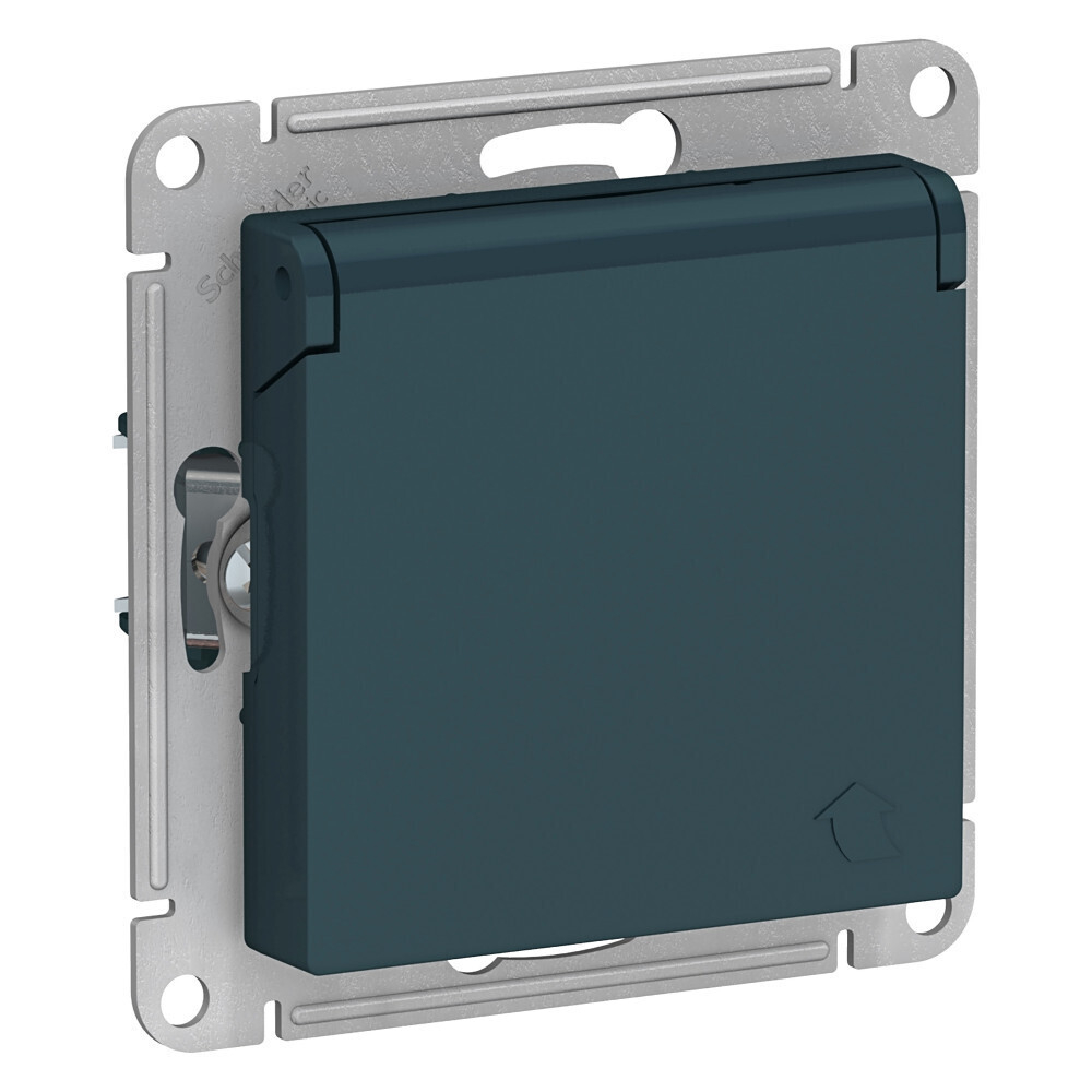 Systeme Electric AtlasDesign Изумруд Розетка с/з, со шторками, с крышкой, 16А, механизм