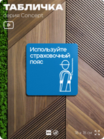 Табличка Используйте страховочный пояс, на дверь и стену, информационная предписывающая М09, серия CONCEPT, 18х18 см, Айдентика Технолоджи