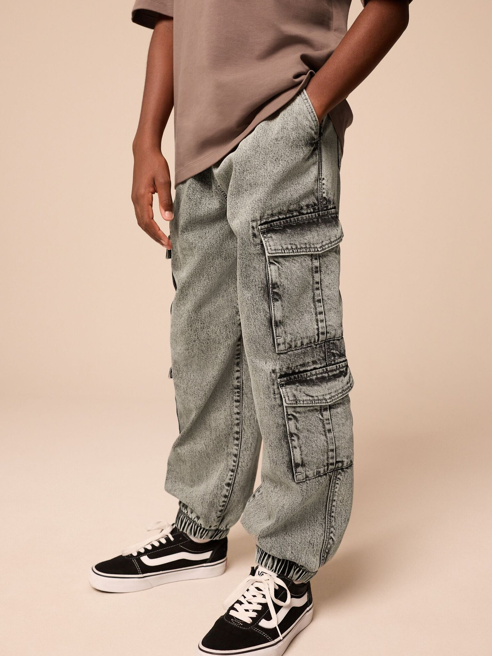 Джинсы карго для мальчика Next B39-217, Серый