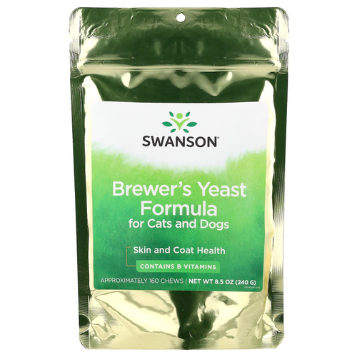 Swanson, формула с пивными дрожжами, для кошек и собак, 160 жевательных таблеток, 240 г (8,5 унции)