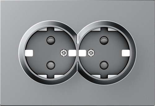 Накладка для розетки 2-й с заземлением, со шторками 16A 250 В~, матовый серый, серия A07