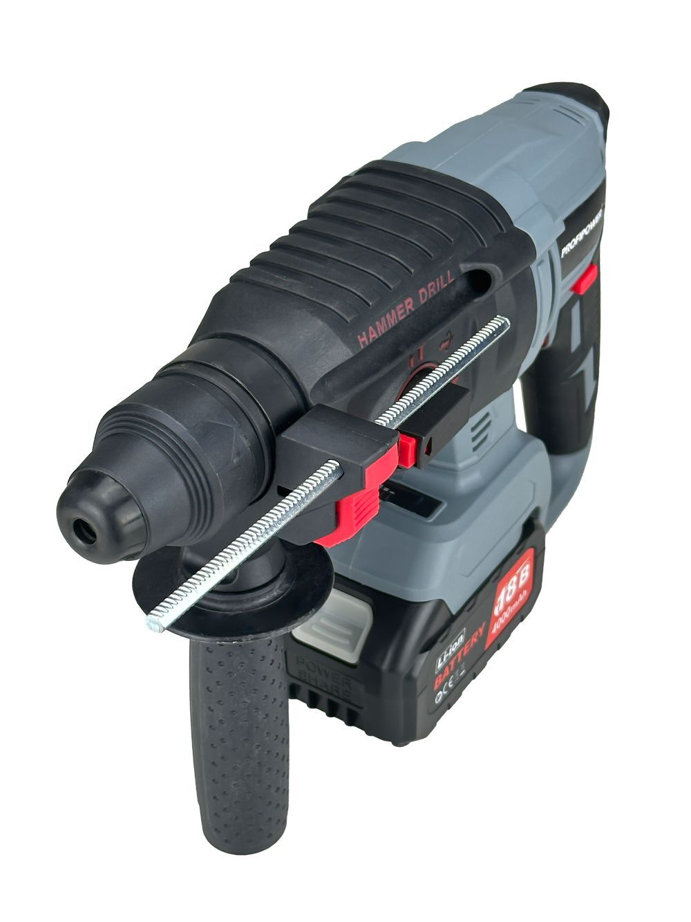 Аккумуляторный беcщеточный перфоратор PROFIPOWER MKDHR-18V (18В,Li-ion-1шт, 4.0Ач, 1,9Дж, 3 режима,буры-3шт, З/У, в кейсе)