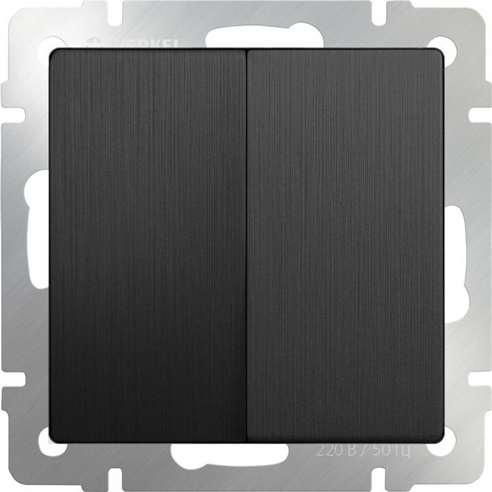 Выключатель проходной двухклавишный без рамки Werkel графит рифленый W1122004