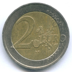 2 евро 2002 год. Австрия. Регулярный выпуск. Тип 1. Биметалл VF