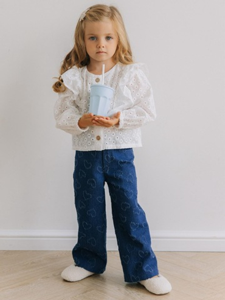 Джинсы с сердечками, Синий