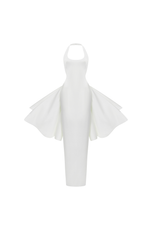 Платье макси из атласа со съемным шлейфом