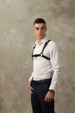 Черная мужская кожаная портупея №4