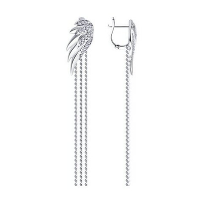 Серьги из серебра с фианитами 94025104