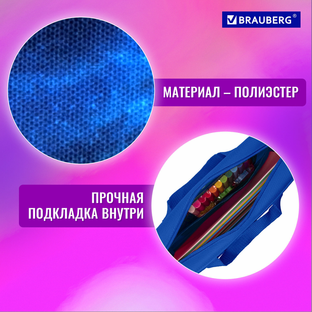 Папка на молнии с ручками BRAUBERG А4 1 отделение полиэстер 80 мм "Sweet dreams" (2 штуки в упаковке)