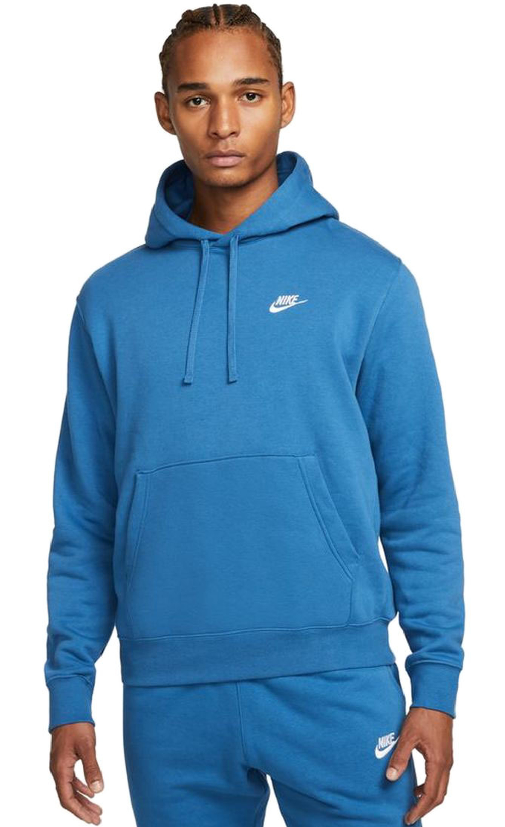Мужская теннисная кофта Nike Sportswear Club Hoodie PO BB - dark marine blue/dark marine blue/white