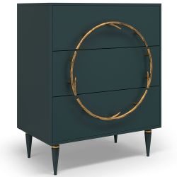 Комод Арт Колор matte Классик Голд с 3 ящиками Зеленый бирюзовый матовый