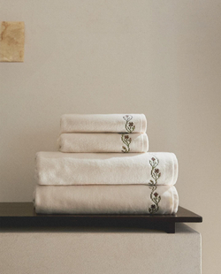 Zara Home - Полотенце для ванной с вышивкой крестиком, белый, 50х90 см