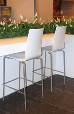 Стул пластиковый барный Papatya Icon-B, хромированный, антрацит