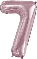 Шар (34"/86 см) Цифра, 7, Slim, Светло-розовый, 1 шт. в упак.