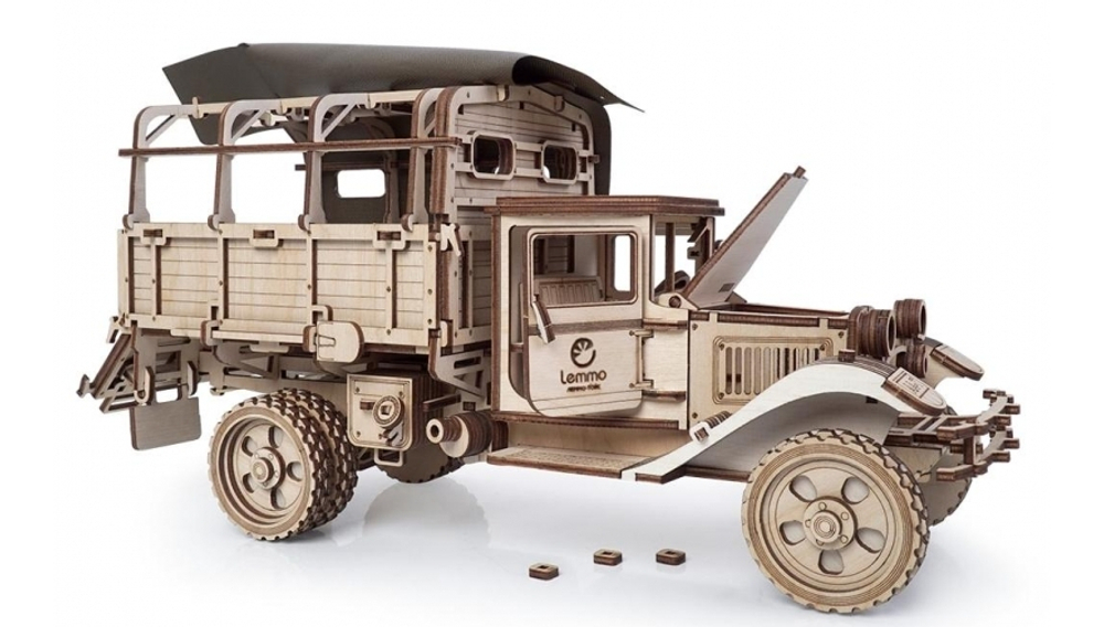 Конструктор 3D деревянный Lemmo Грузовик "Полуторка" Тент