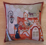 Наволочка гобеленовая декоративная для интерьерной подушки Кошачья жизнь - Зима 45х45