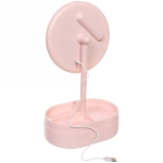 Зеркало настольное с подсветкой и органайзером «Beauty», цвет розовый, USB, 35*18см