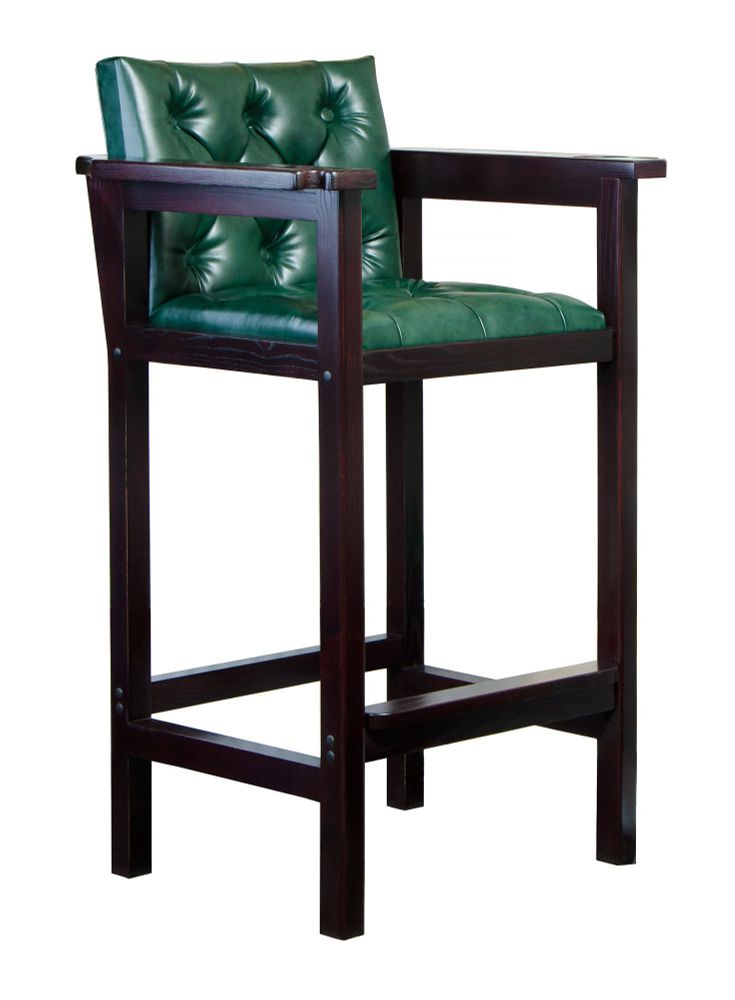 Кресло бильярдное (мягкое сиденье + мягкая спинка, цвет изумрудно-зеленый + махагон)