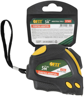 Рулетка "Контур" с автостопом, прорезиненный корпус 5 м x 25 мм FIT 17365