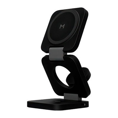 Складная зарядная станция MagSafe Magssory Flex для iPhone, Apple Watch и AirPods Беспроводная зарядка: Qi 15 Вт, Qi 5 Вт, магнитное крепление для зарядки Apple Watch (Qi 2 Вт). Проводная зарядка: нет. Отсутствует LED-индикация