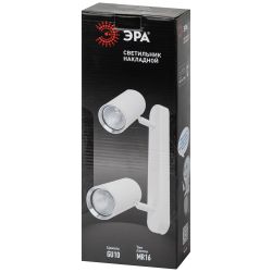 Светильник настенно-потолочный спот ЭРА OL35-2 WH MR16 GU10 IP20 белый хром | Накладные светильники