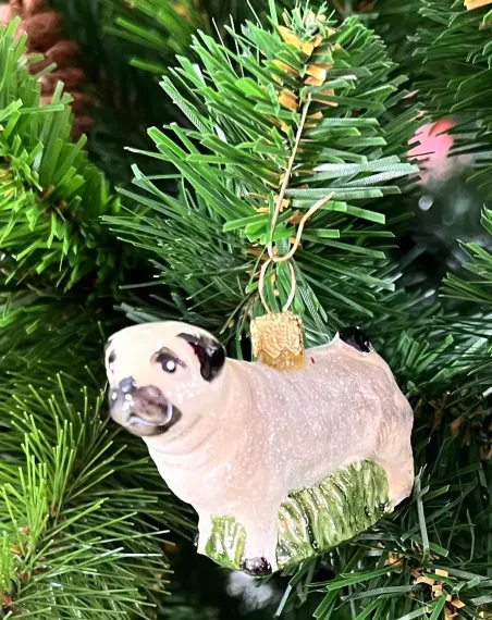 Елочное украшение Мопс, стекло, 5 см., 1 шт., Irena CO (53495)