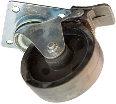 Ролик мебельный 363 (353) поворотный на площадке + стопор D=75мм черные