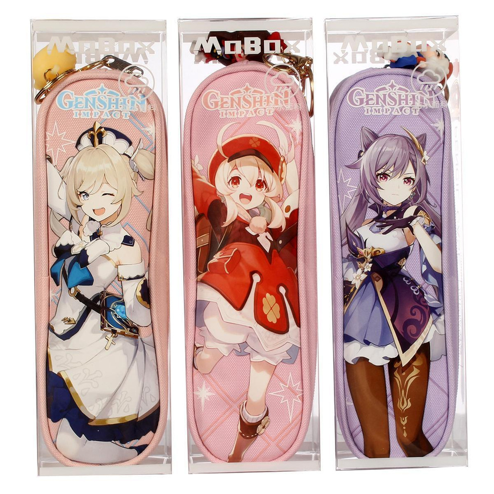 Пенал "Геншин Импакт" с брелоком, 22,5*7,5*6,5см, 4 дизайна микс, С-40288