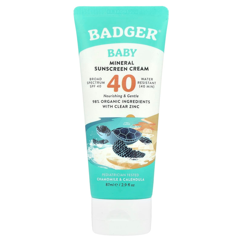 Badger, детский минеральный солнцезащитный крем, SPF 40, ромашка и календула, 87 мл (2,9 жидк. унции)