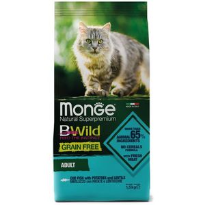 Сухой корм Monge Cat BWild GRAIN FREE для взрослых кошек, беззерновой, из трески