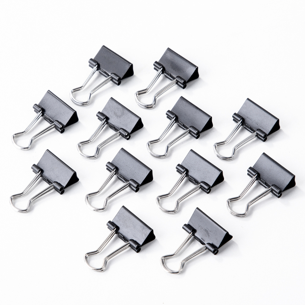 Зажимы для бумаг DELI, 15 мм, черные, (12 шт)