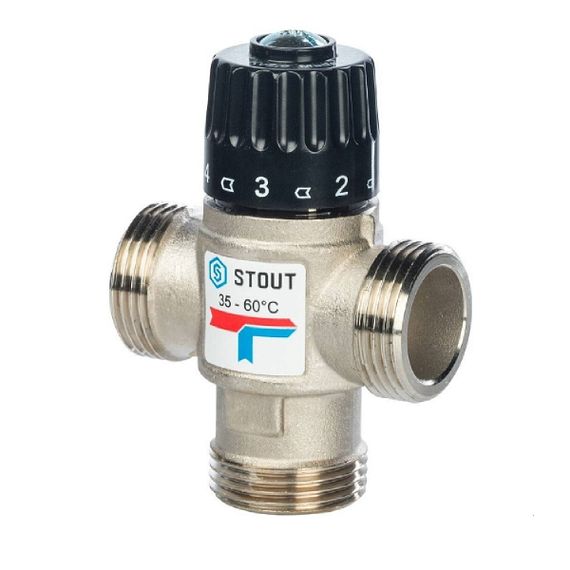 Клапан смесительный термостат STOUT НР 1&quot; 35-60С KV 1,6 28928