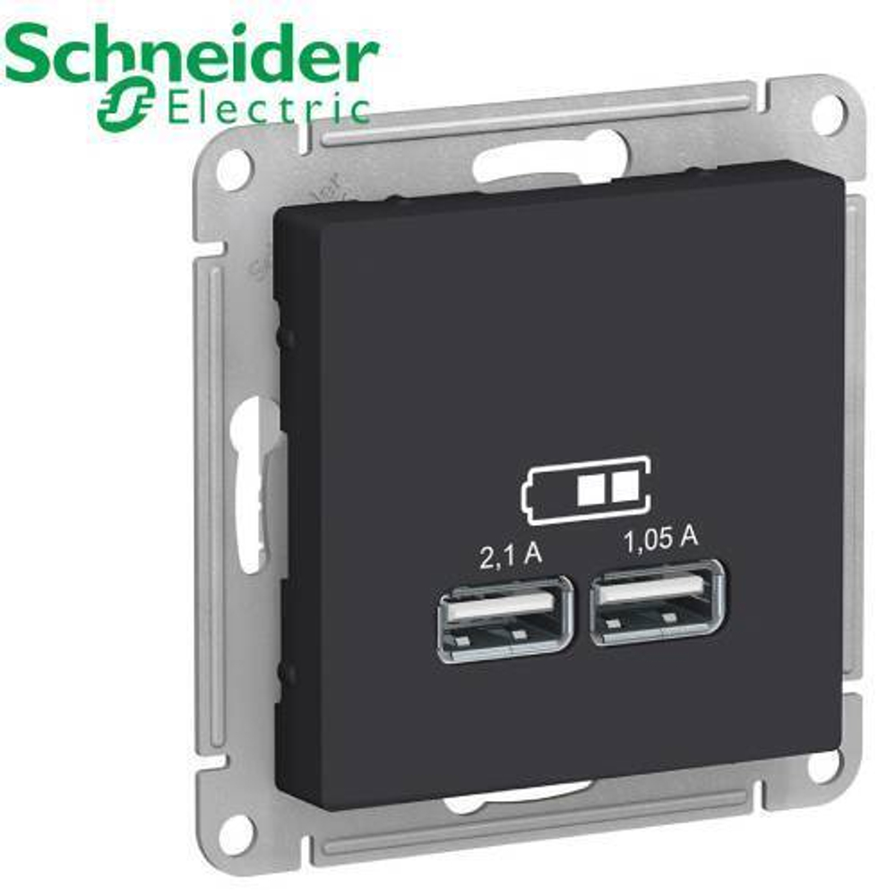 Розетка USB 2-ая (карбон) AtlasDesign Schneider ATN001033