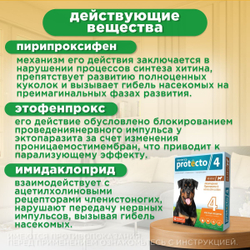 Капли на холку от клещей, блох и комаров для собак 40-60 кг Protecto (Neoterica), 2 пипетки. Имидаклоприд/Этофенпрокс/Пирипроксифен