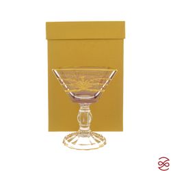 Конфетница на ножке с крышкой TIMON Violet/Gold 28*17см