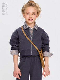 Укороченный бомбер из футера на молнии