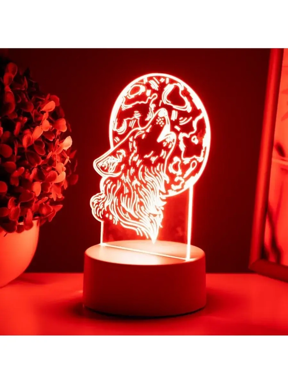 Светильник 3D ночник RISALUX «Волк», LED, белый, 12×9.5×16 с