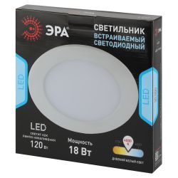 Светильник светодиодный встраиваемый Даунлайт ЭРА LED 1-18-4K Slim панель 18Вт 4000К круг