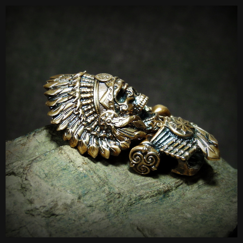 Замок для браслета из паракорда или кожи "Вождь индейцев " бронза