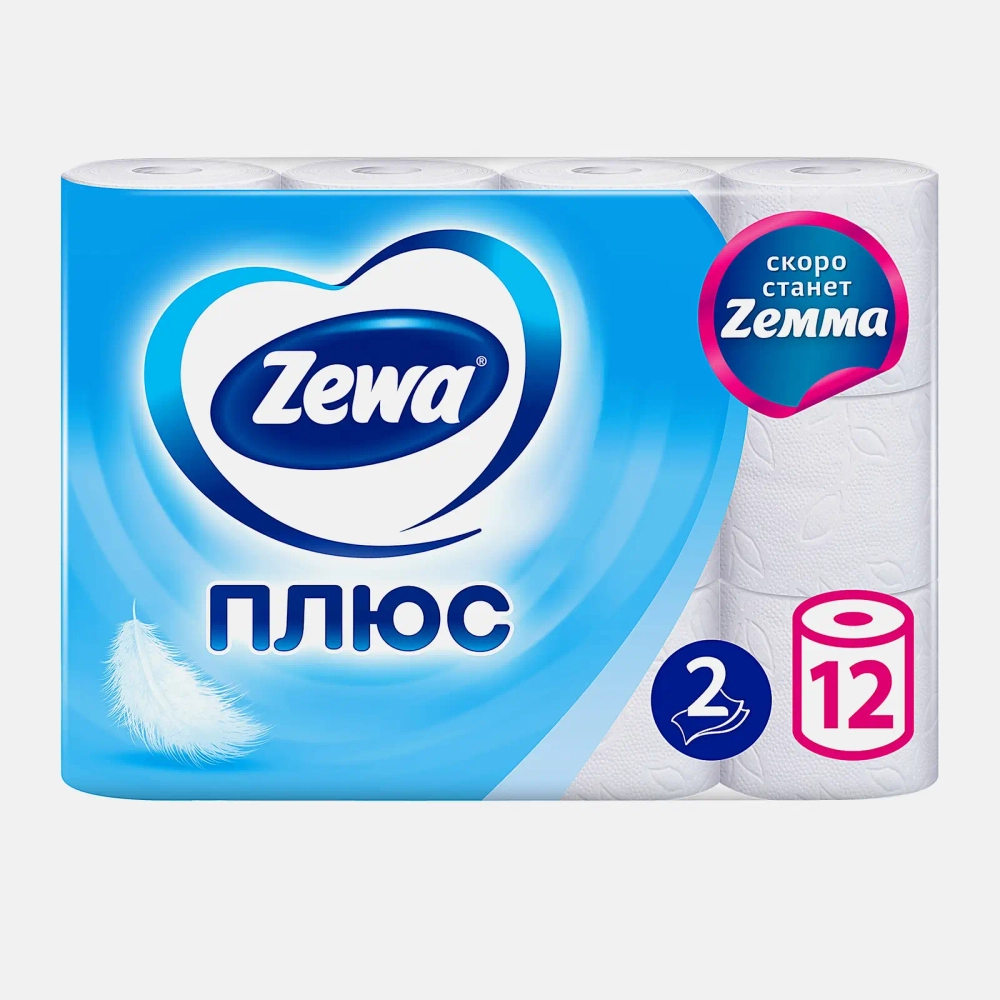 Туалетная бумага Zewa Плюс без аромата 2 слоя 12 рулонов в ассортименте