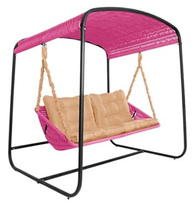 Качели DeckWOOD Sky Bed Lite (розовый, подушка темно-бежевая)