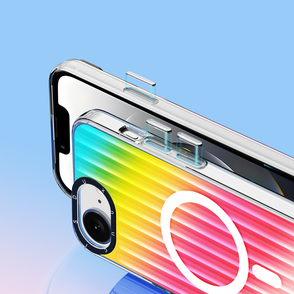 Усиленный прозрачный чехол (Gradient Rainbow) с поддержкой MagSafe от Dux Ducis для iPhone 16e, серия Zest Series Case