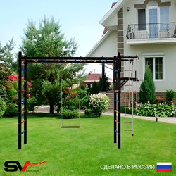 Уличная шведская стенка Sv Sport рукоход У532 (Турник/Брусья/Деревянные/Канат/кольца/лестница)
