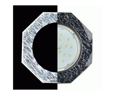 Ecola GX53 H4 LD5312 Glass Стекло 8-угольник с прямыми гранями с подсветкой хром - колотый лед на черном 38x133 (к+) SE538AECH