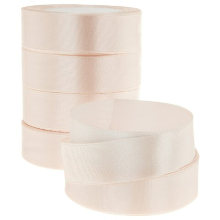 Лента атлас 2.5см*22.85м КРЕМОВО-РОЗОВЫЙ