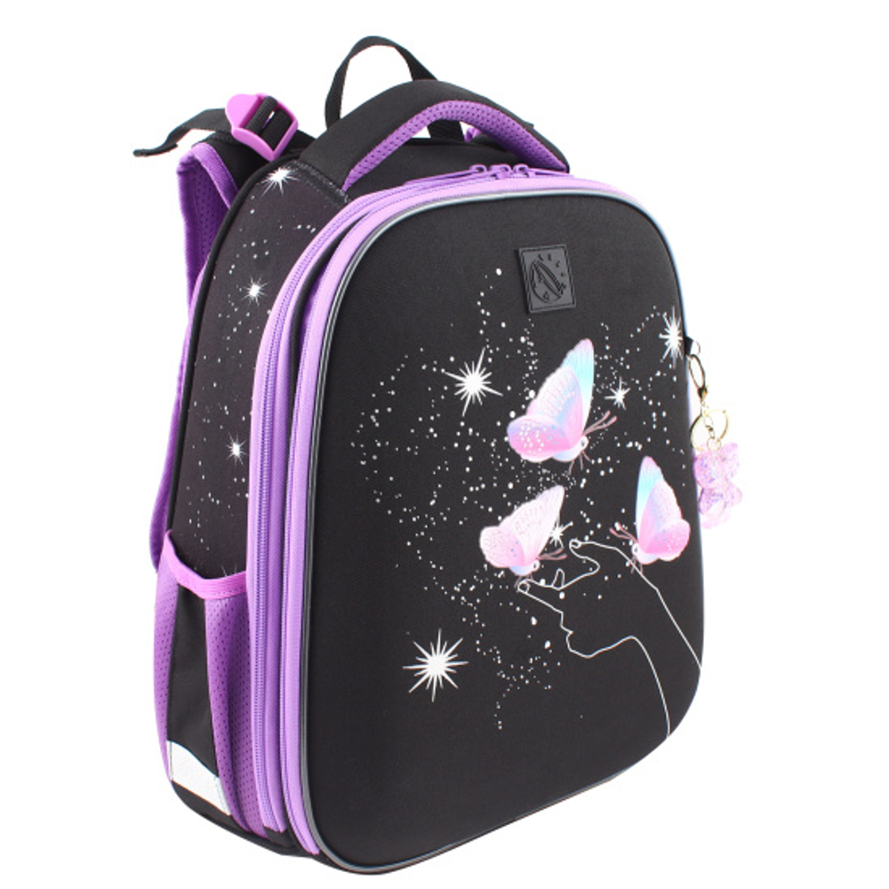 Ранец, спинка эргономичная, 2 отделения, 37*29*17 см, ERGO First, Бабочки в руке, КОКОС, 240504