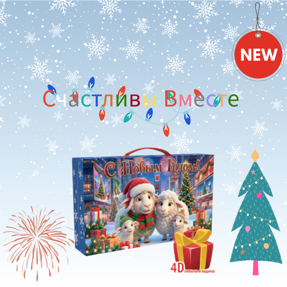 Коробка подарочная для конфет "Счастливы Вместе!" Чемодан 750гр картон уф-лак (20/200шт)