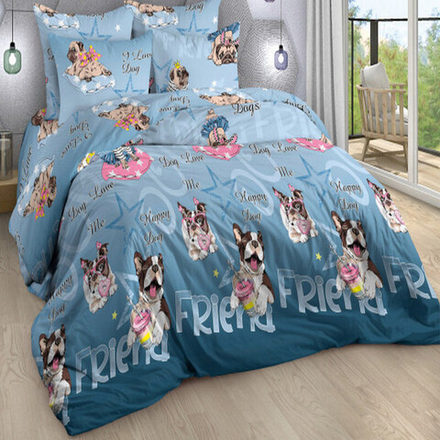 Комплект постельного белья "ВЛ. МОПСЫ", поплин Премиум, 100% хлопок.